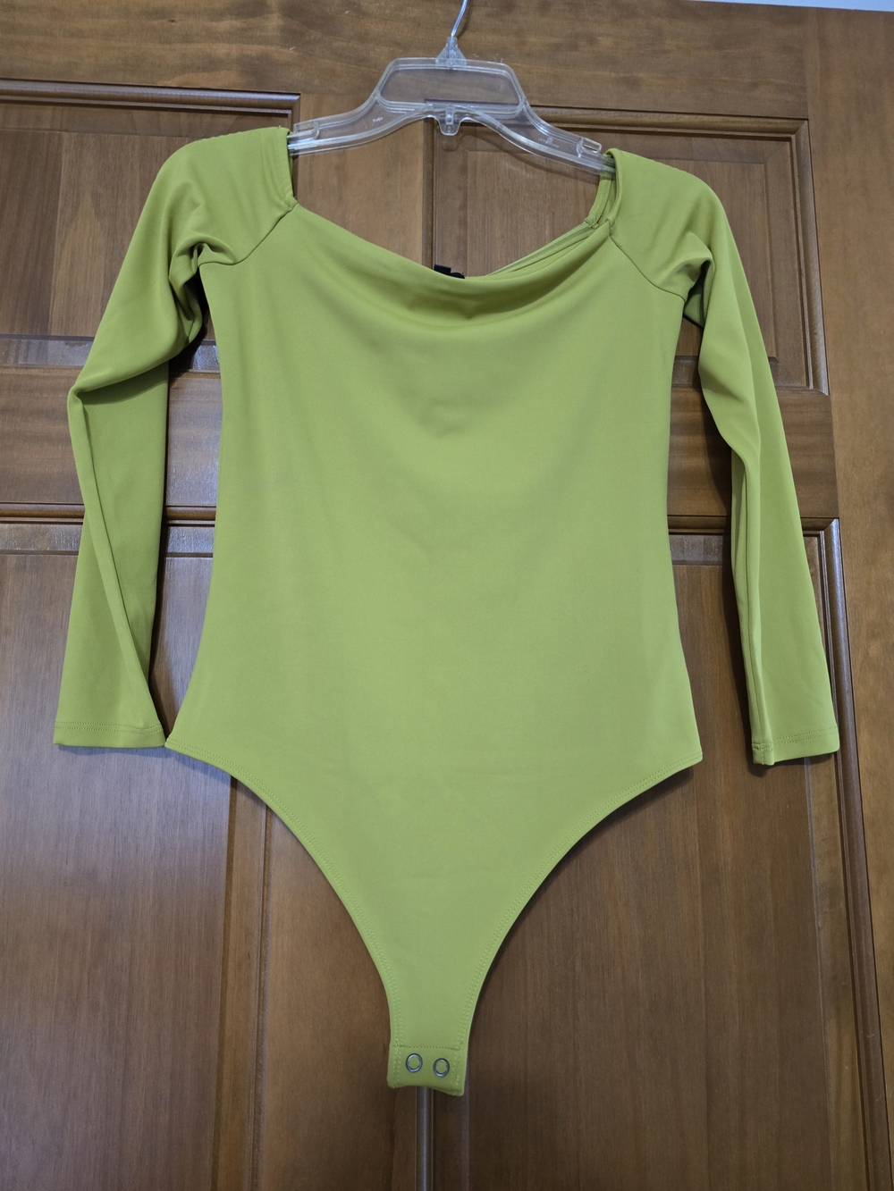 Express Lime Green Long Sleeve One-Piece Body Countour.